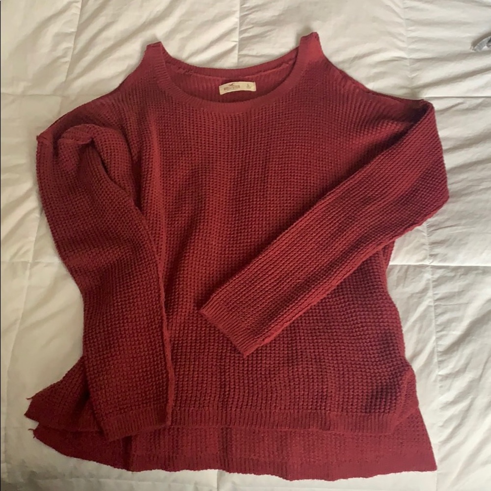Cold shoulder knit sweater